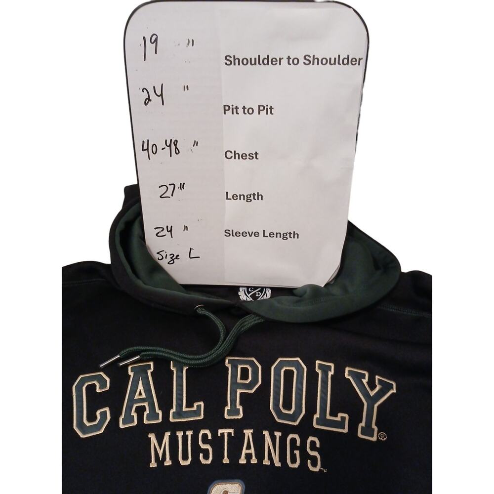 Cal Poly Mustangs Hoodie Sweatshirt L Black Embroidered Logo University Unisex - Picture 13 of 16